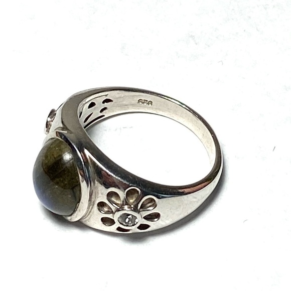 925 Sterling Silver Labradorite Stone Ring Size 8  Cocktail 6.74g - Picture 9 of 10